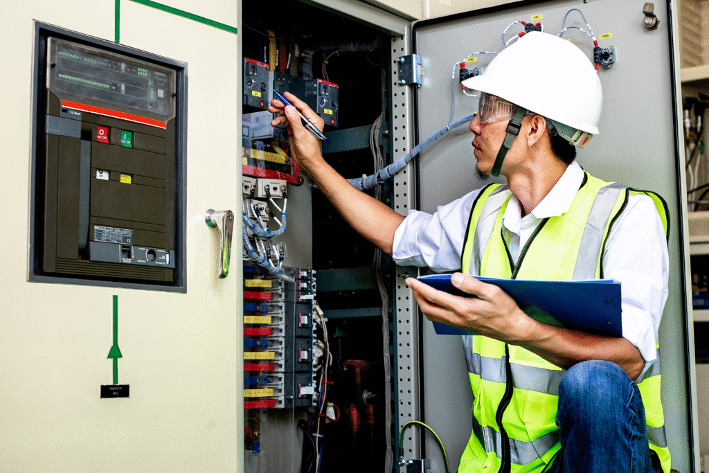24/7 emergency electrician in Dublin repairing industrial electrical fault during power outage